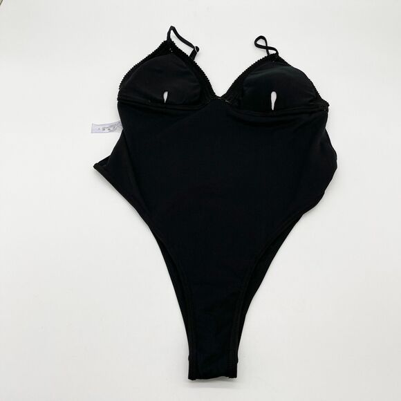 Cheeky High Cut Womens Swimsuit Size Large Black Gold Glam Beach Summer Resort - Picture 6 of 9